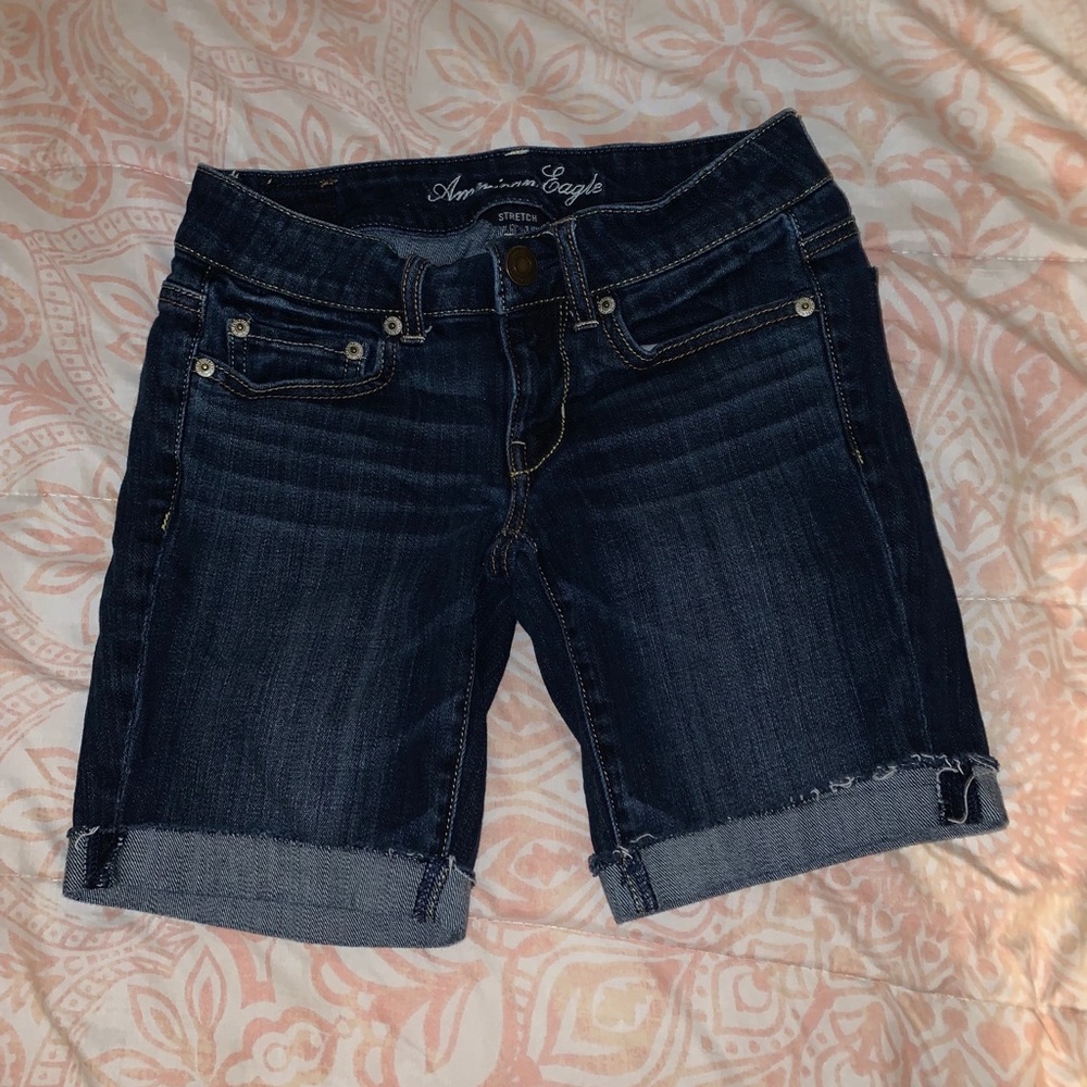 American eagle dark wash jean shorts